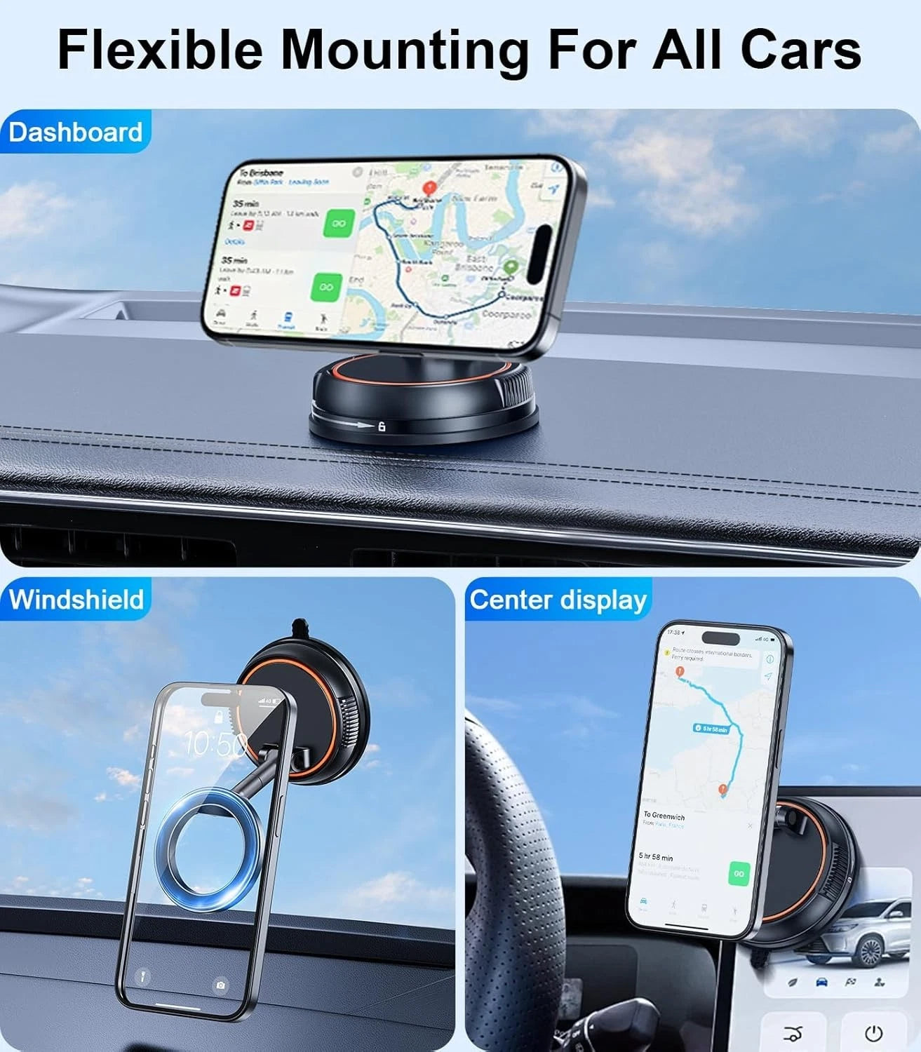 Vacuum Magnetic Phone Holder for Car,Suction Car Mobile Phone Mount 360 Degree
