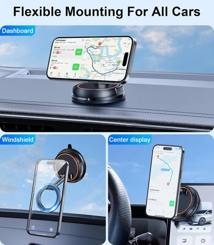 Vacuum Magnetic Phone Holder for Car,Suction Car Mobile Phone Mount 360 Degree