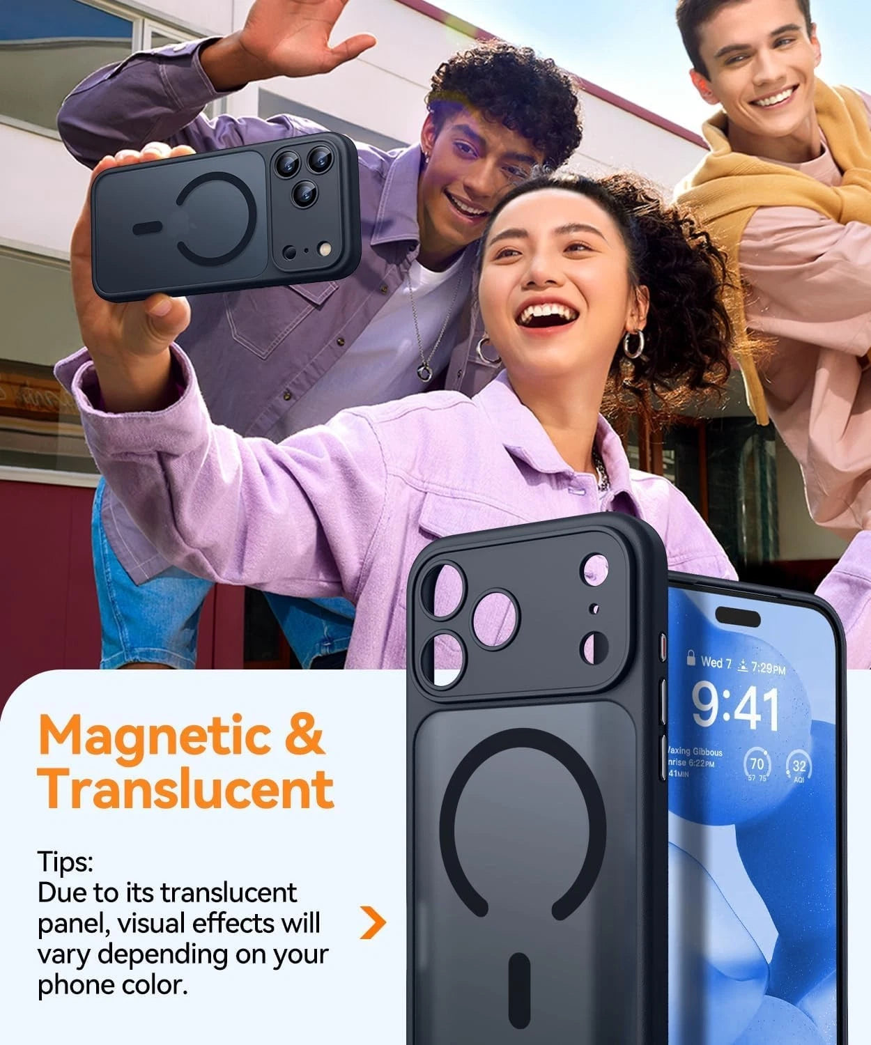 Magsafe Black Case for iPhone 17 Pro , Shockproof Camera Protection Case (6.3")