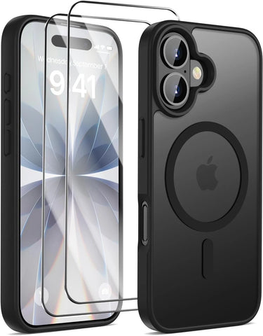 Magnetic Black Case for iPhone 17 , Shockproof Camera Protection Case (6.3")