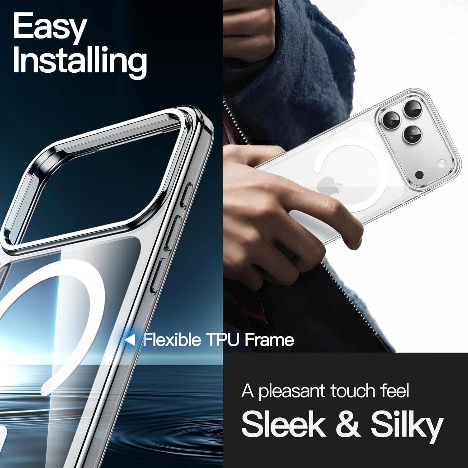 Magnetic Case for iPhone 17 Pro Max , Non-Yellowing Shockproof Bumper Clear Case