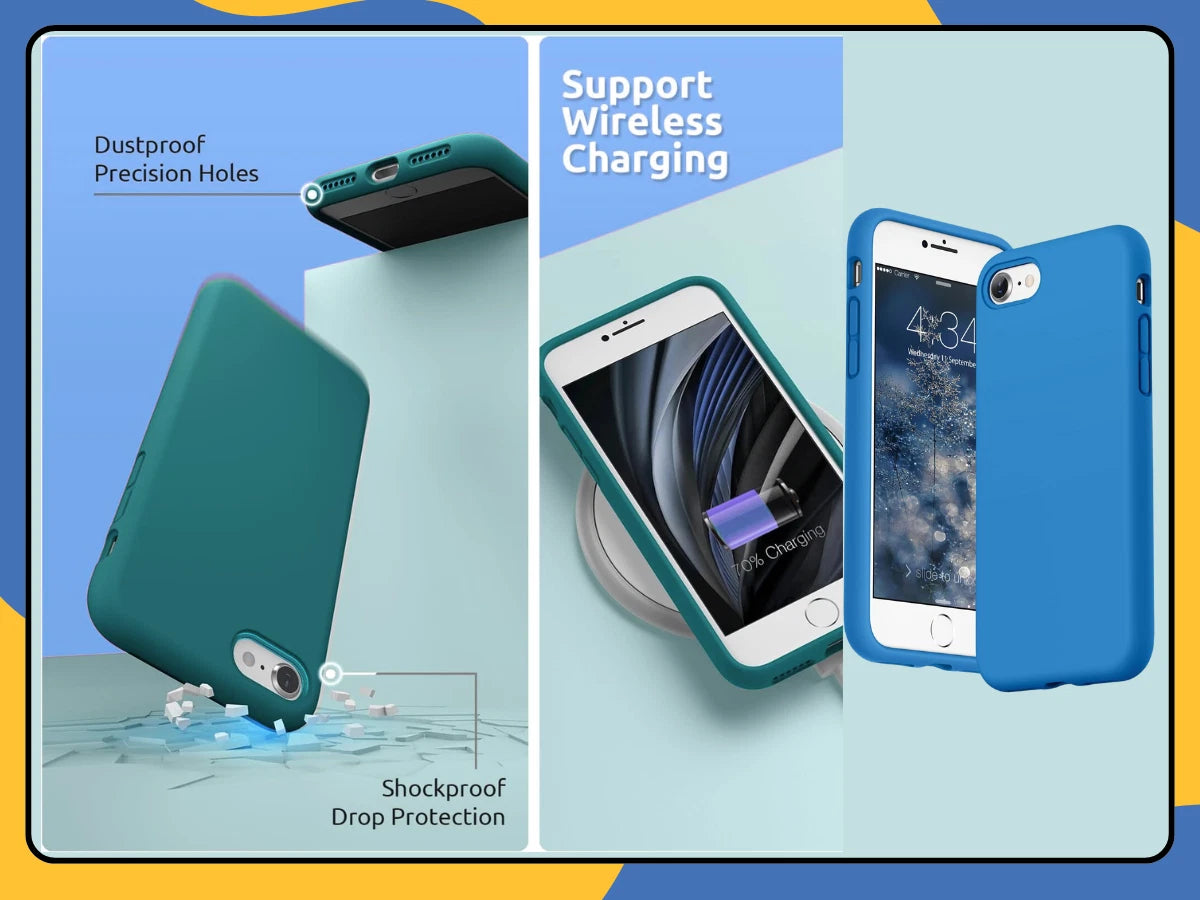 Liquid Silicone Phone Case for iPhone 7/8/se2020/22 Shockproof Gel Back Cover UK