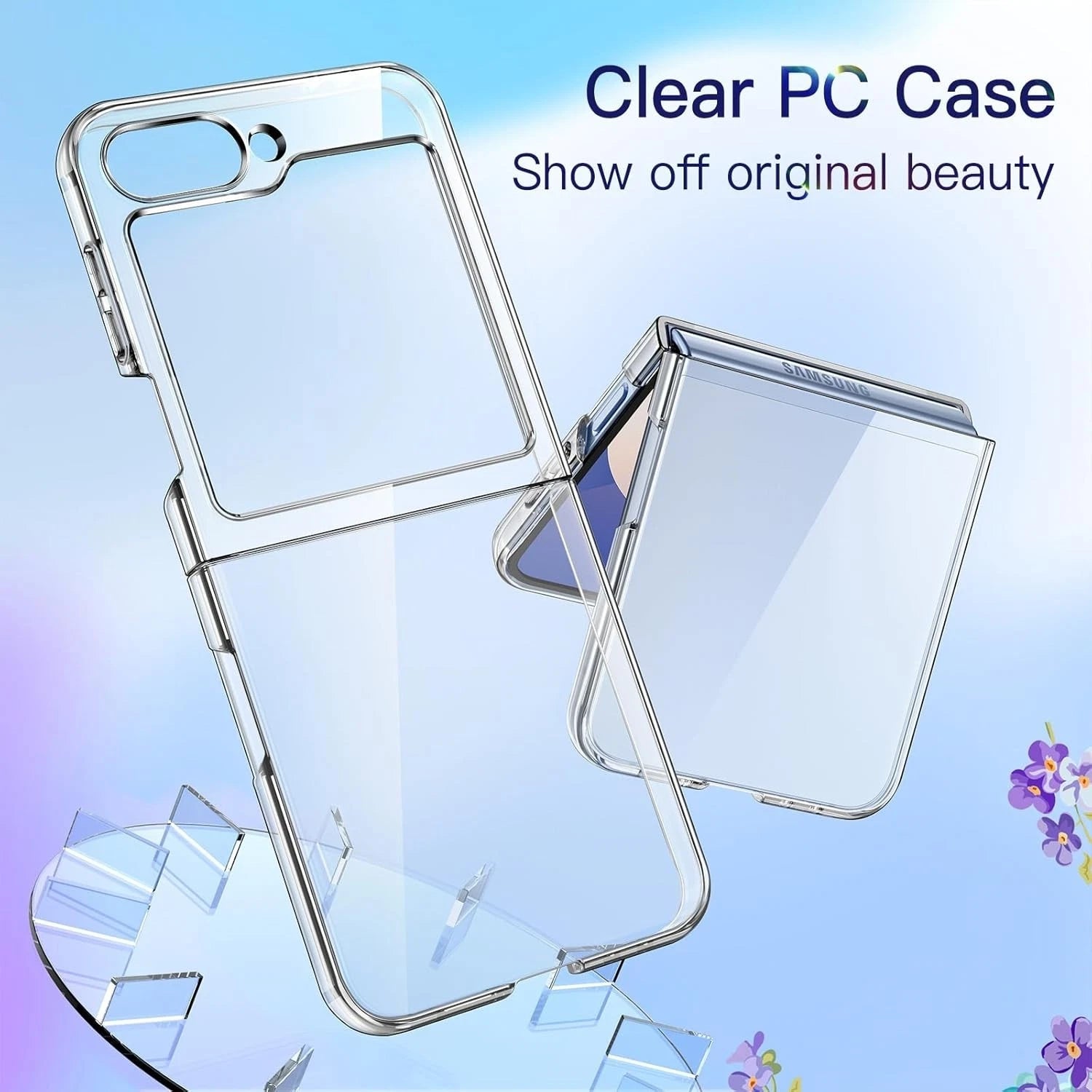 Clear Crystal Case For Samsung Galaxy Z Flip 3 4 5 6 7 Slim Protective Cover