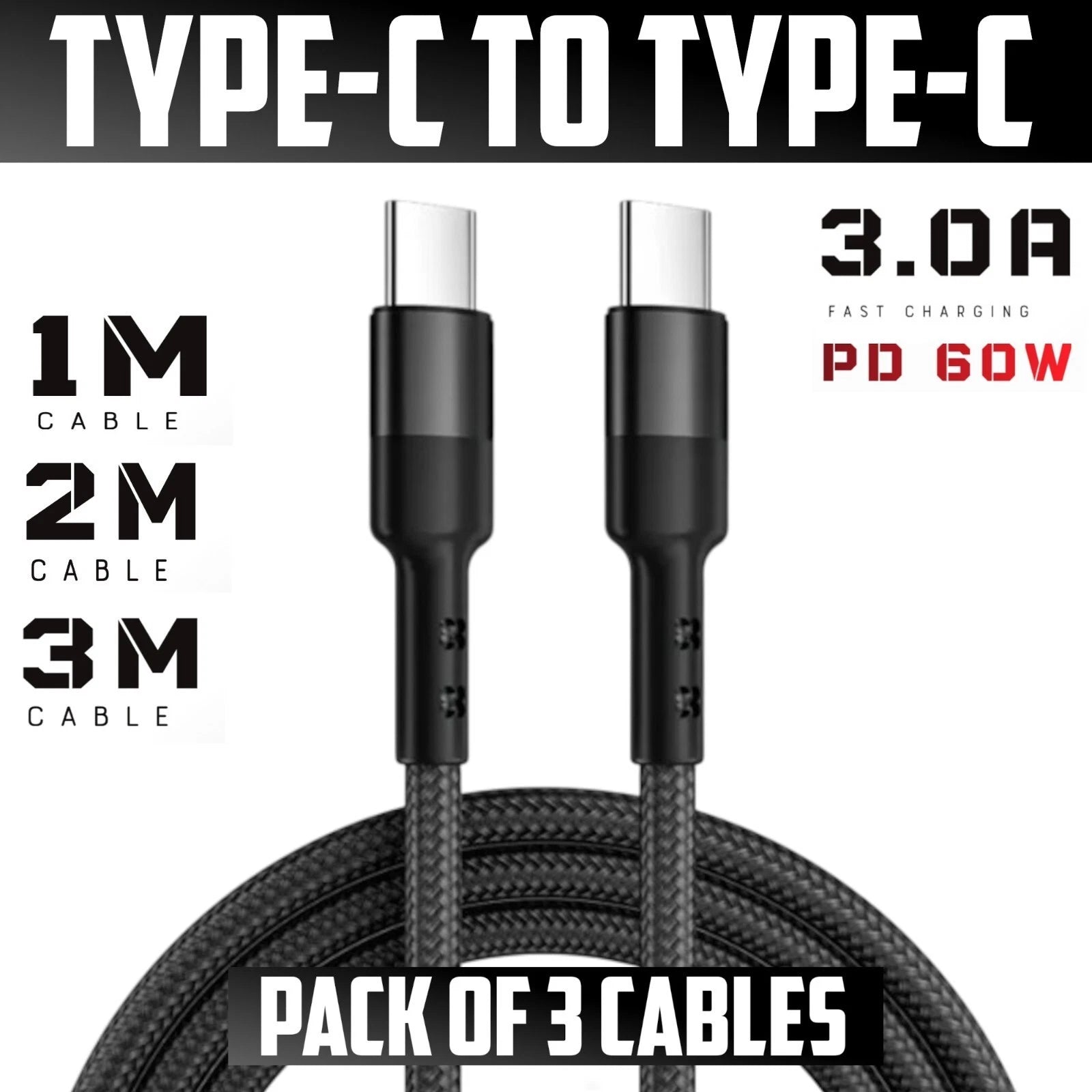 USB-C Cable To USB-C Braided Fast Charger Cable Type C Lead For iPhone 15 16 17