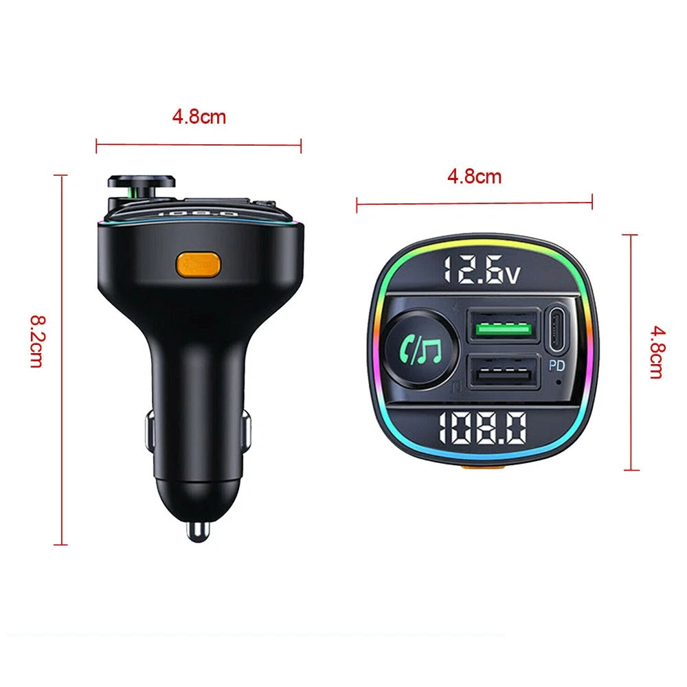 Bluetooth 5.0 FM Transmitter Wireless Car Adapter | MP3 Player &Dual USB Charger