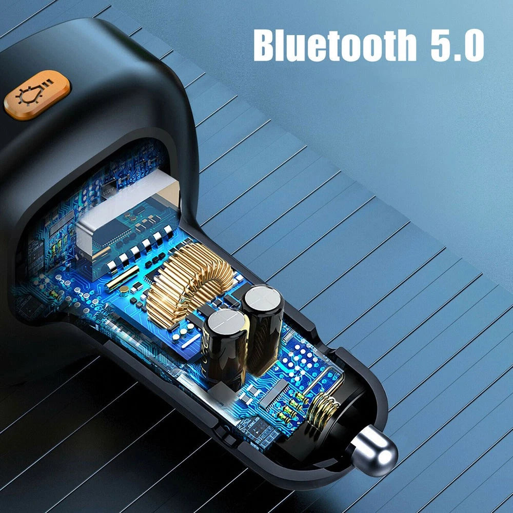 Bluetooth 5.0 FM Transmitter Wireless Car Adapter | MP3 Player &Dual USB Charger