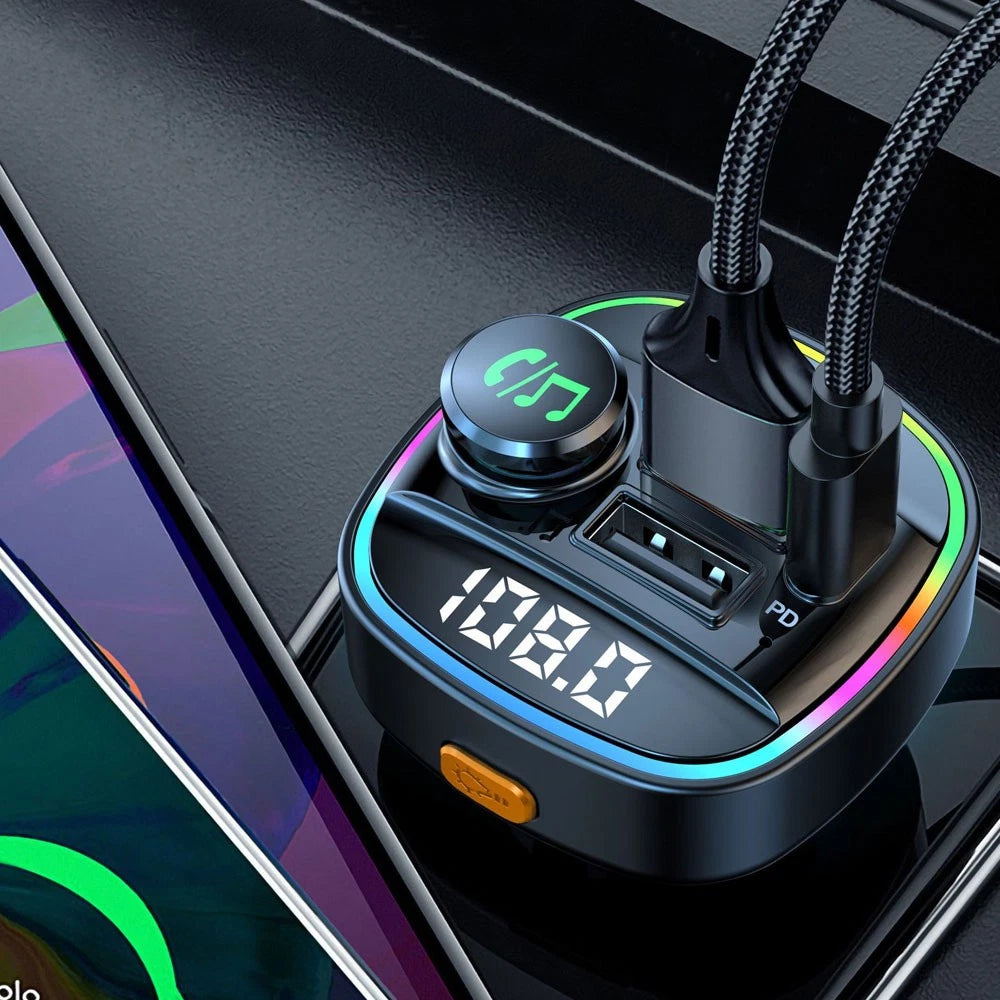 Bluetooth 5.0 FM Transmitter Wireless Car Adapter | MP3 Player &Dual USB Charger