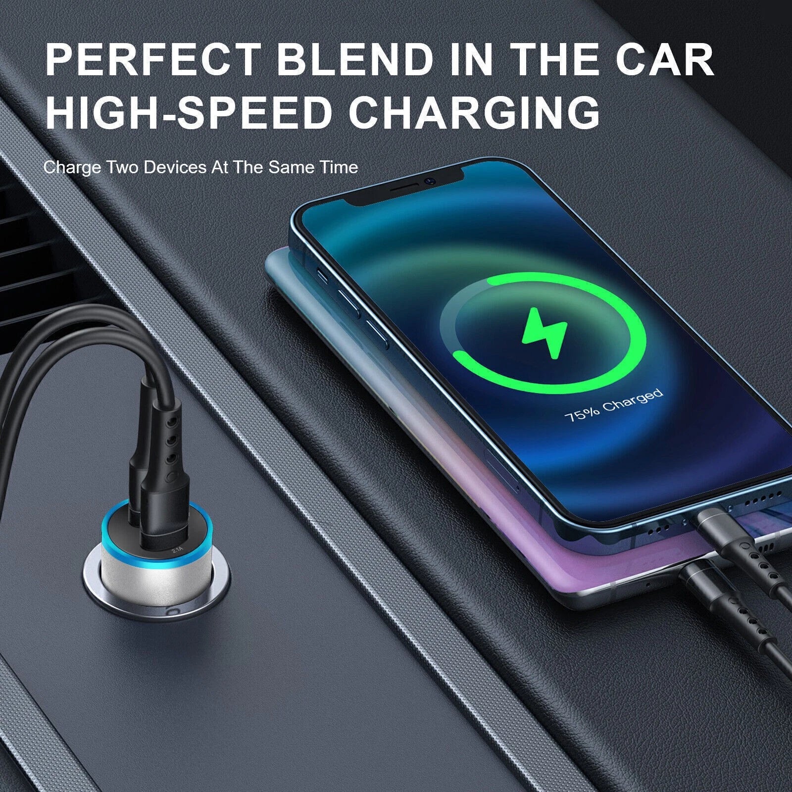 Fast Car Charger PD 20W Dual Port USB Socket Power Adapter For iPhone Samsung