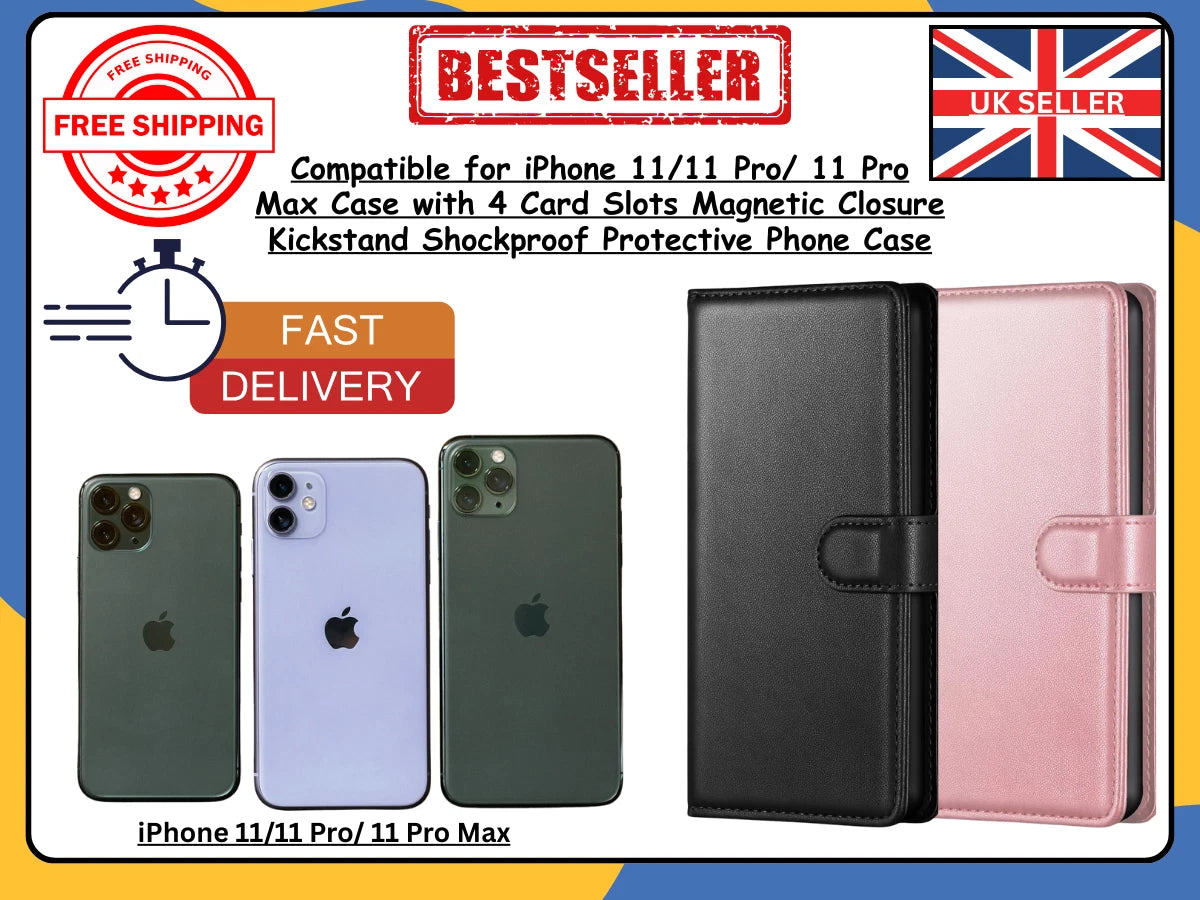 Case For Apple iPhone 11/11 Pro/Pro Max Wallet Leather Flip Phone Cover- UK
