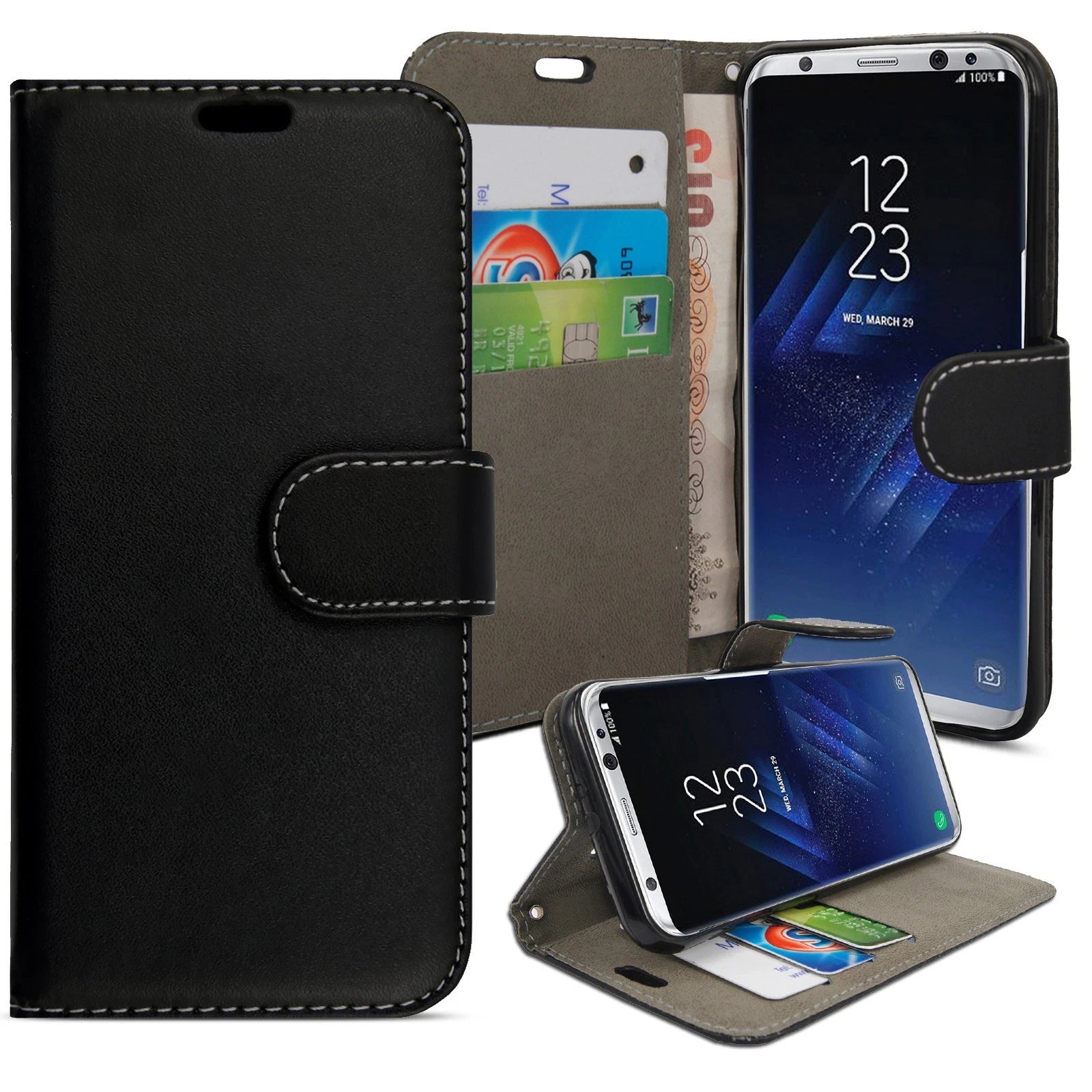 Samsung Galaxy S8/S8+ Leather Wallet Case – Flip Phone Cover, Card Holder UK