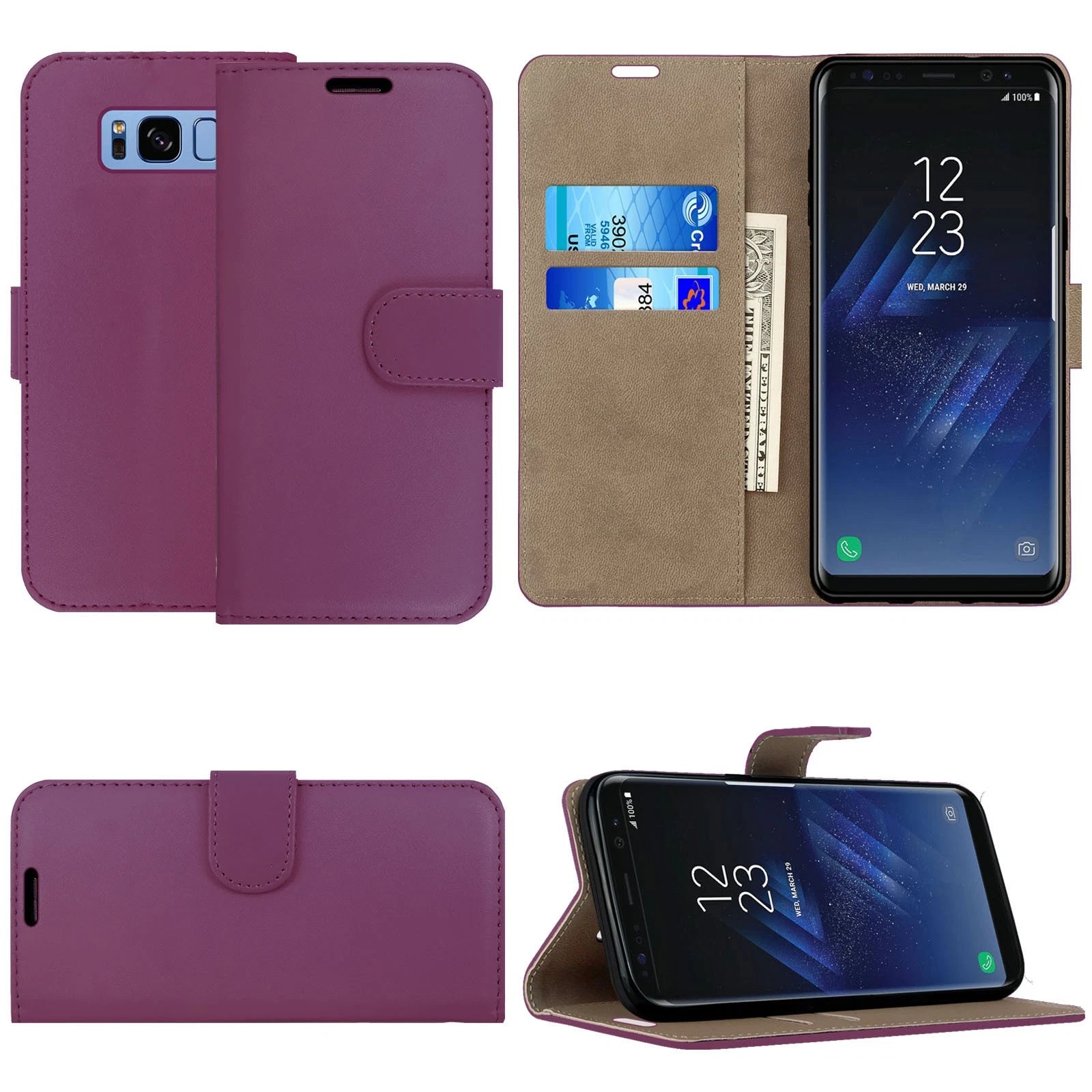 Samsung Galaxy S8/S8+ Leather Wallet Case – Flip Phone Cover, Card Holder UK