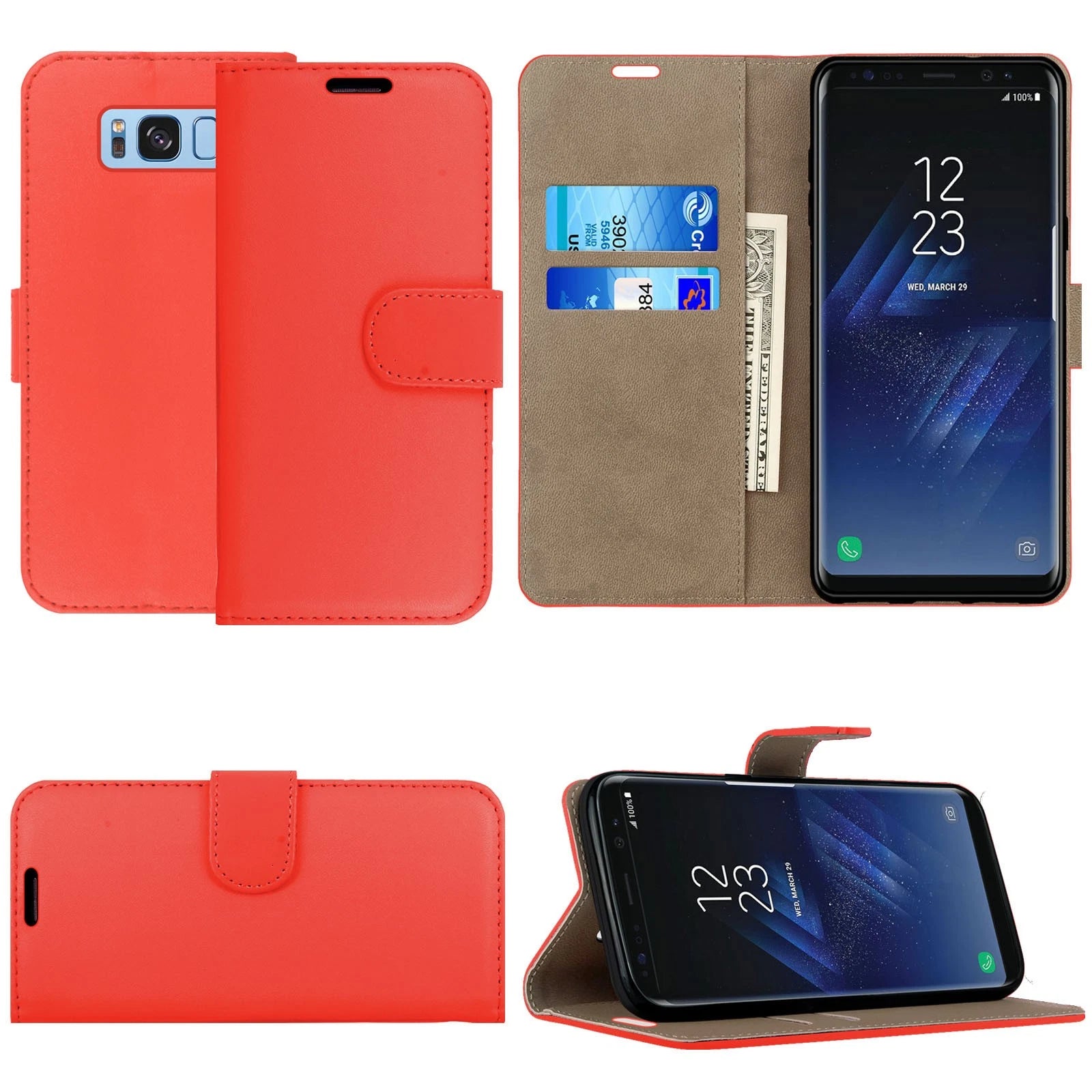 Samsung Galaxy S8/S8+ Leather Wallet Case – Flip Phone Cover, Card Holder UK