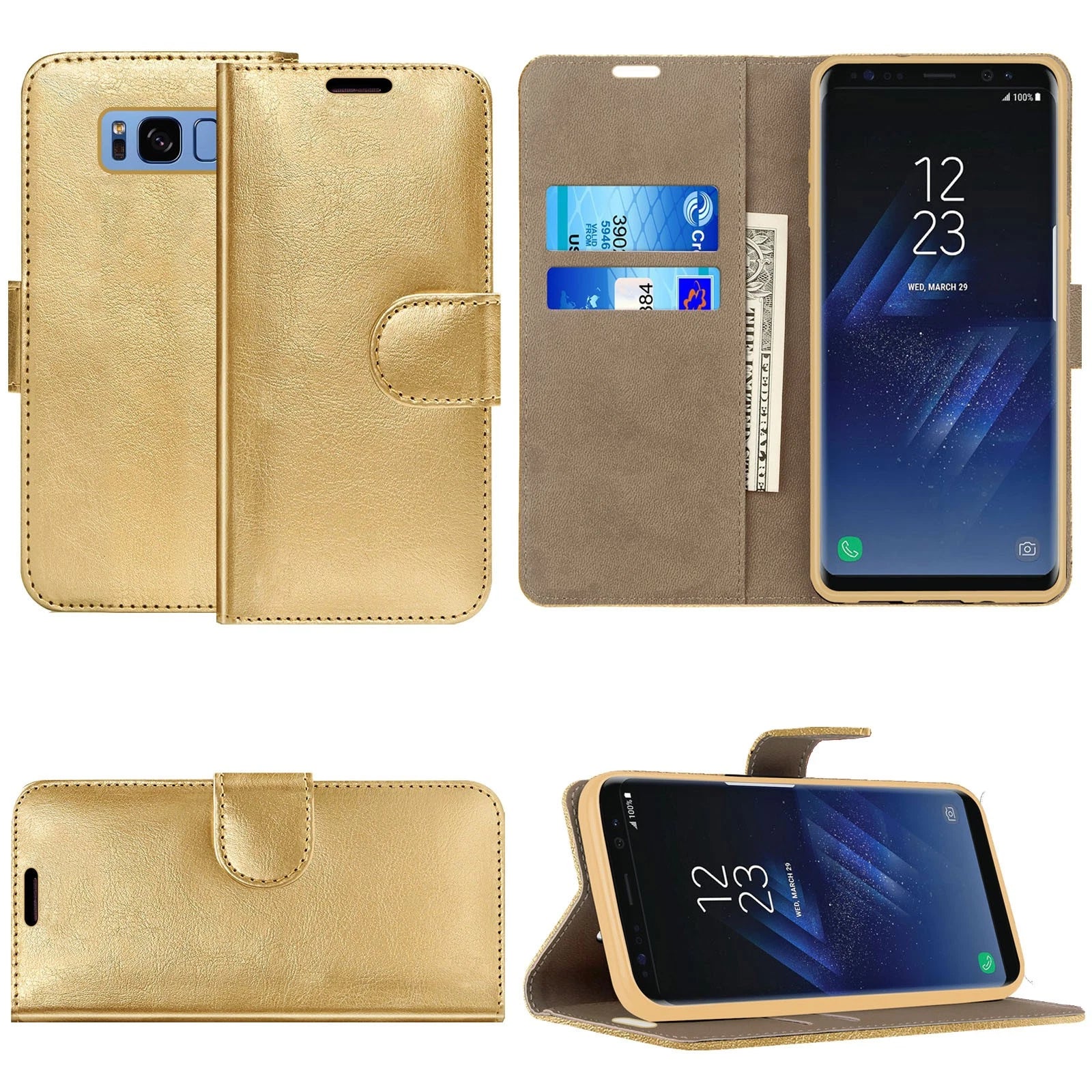 Samsung Galaxy S8/S8+ Leather Wallet Case – Flip Phone Cover, Card Holder UK