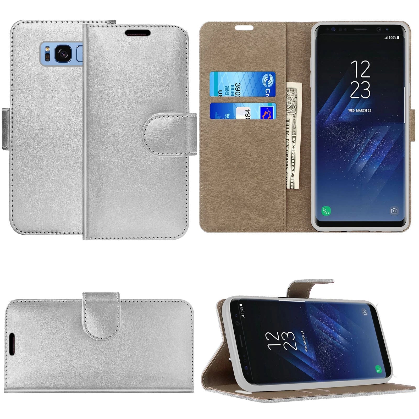 Samsung Galaxy S8/S8+ Leather Wallet Case – Flip Phone Cover, Card Holder UK