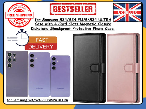Samsung Galaxy S24/S24+/Ultra Wallet Case Flip Leather Cover with Card Slots-UK
