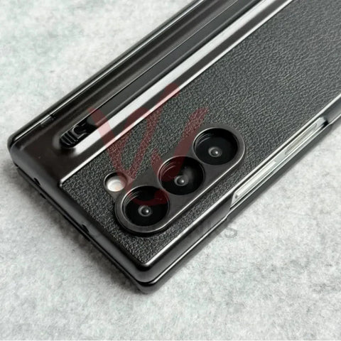 Z fold 5 leather Case with Pin Slot and Glass