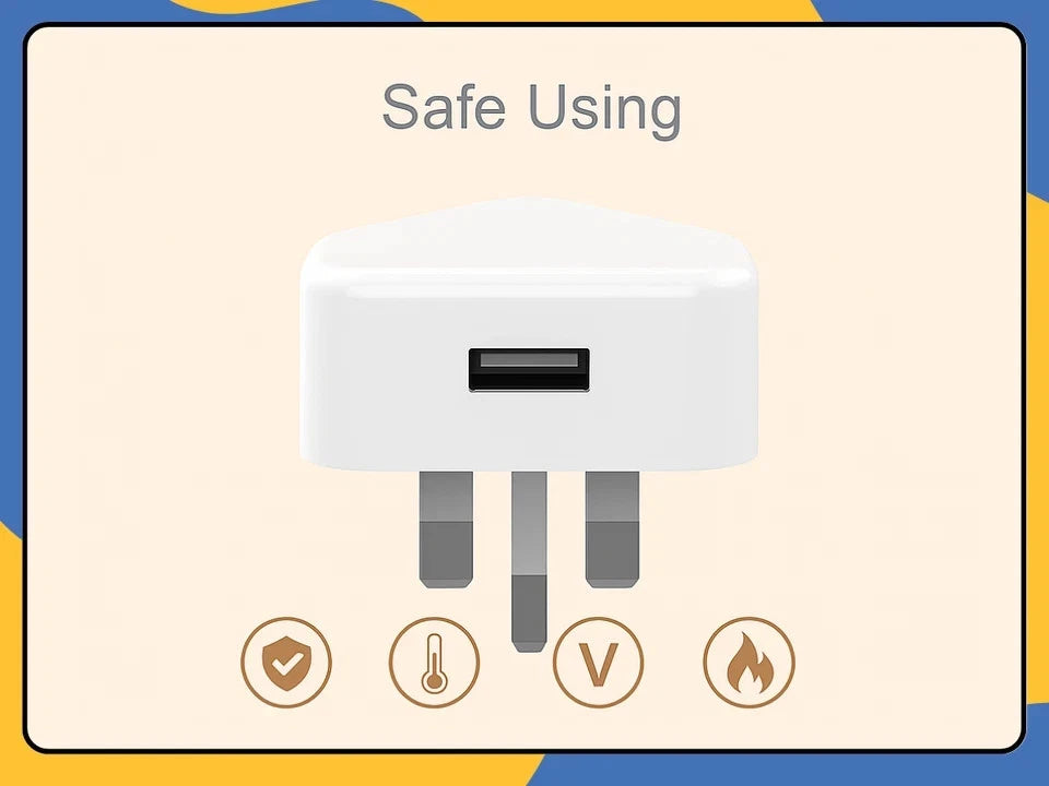 UK Mains 3 Pin Plug Adapter Wall Charger 1 Port USB Adapter For Phones Tablets