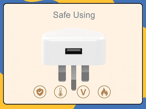 UK Mains 3 Pin Plug Adapter Wall Charger 1 Port USB Adapter For Phones Tablets