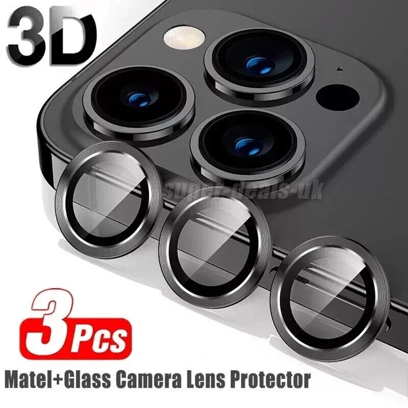 Camera Lens Protector for iPhone 15 16 Pro Max Metal Ring Glass Lens Cover