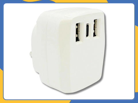 USB-C 3 Pin 20W PD Plug Charger For iPhone Samsung 3 Port Adaptor Fast Charging