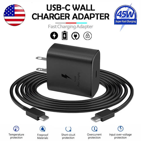 45W Super Fast Wall Charger +6FT Type Usb-c For Samsung Galaxy S23 S22 S21 S24