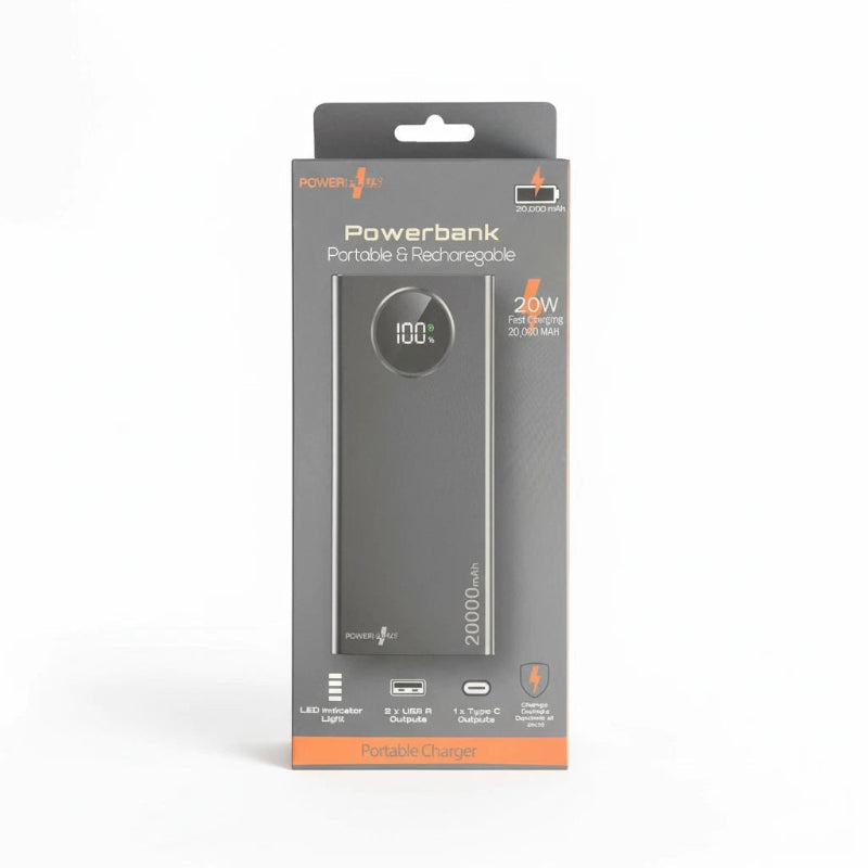 Portable 20000 mAh Power Bank: 10W Fast Charge, USB-A/C Ports, For All Phones