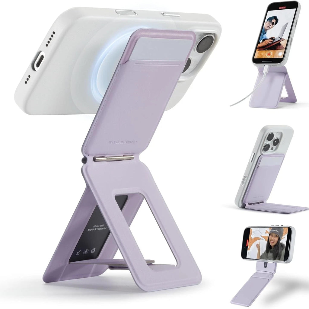 Magnetic Magsafe Leather Tripod Phone Stand & Card Slot For Iphone 12-17 Pro Max