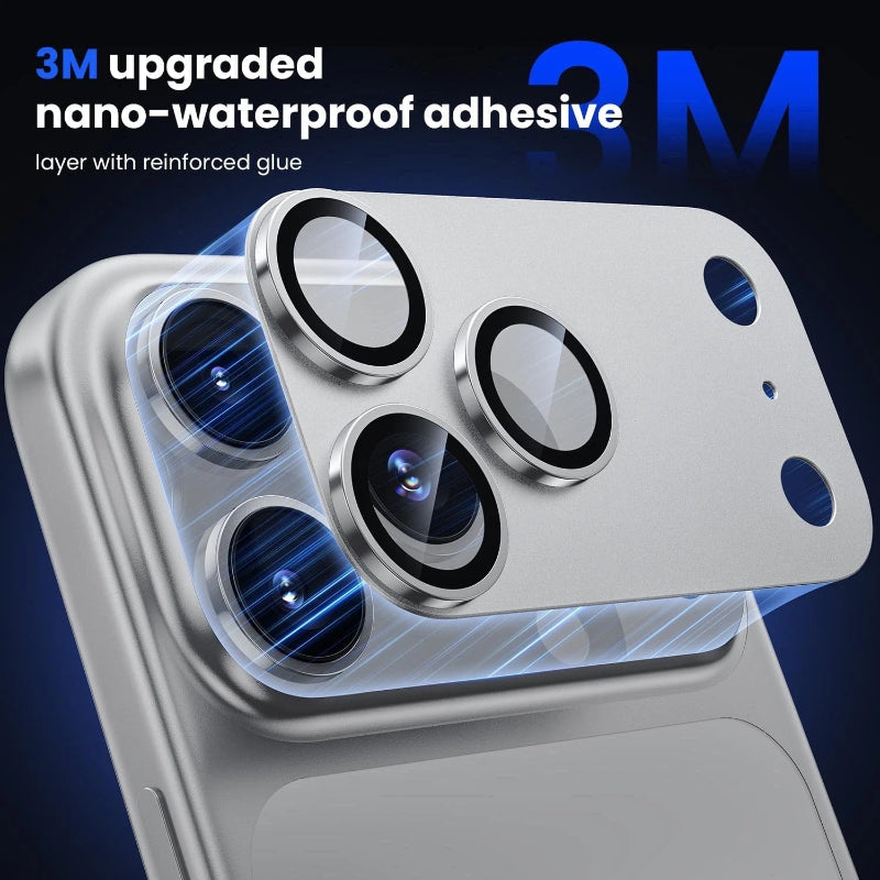 For iPhone 17 Pro Max Metal Camera Lens Protector Tempered Glass Full Cover 9H