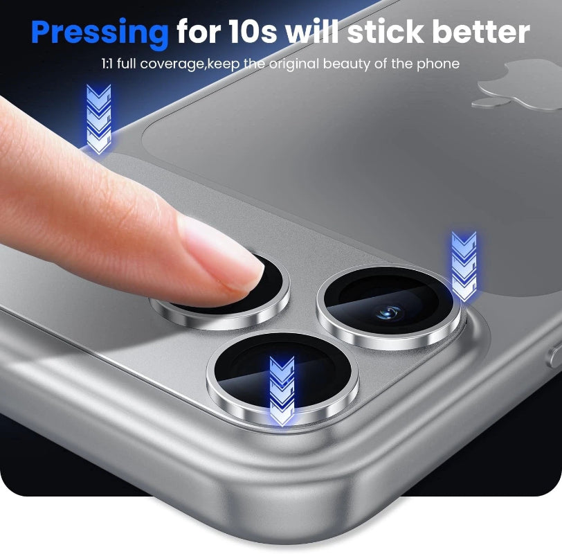 For iPhone 17 Pro Max Metal Camera Lens Protector Tempered Glass Full Cover 9H