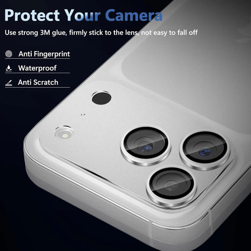 For iPhone 17 Pro Max Metal Camera Lens Protector Tempered Glass Full Cover 9H