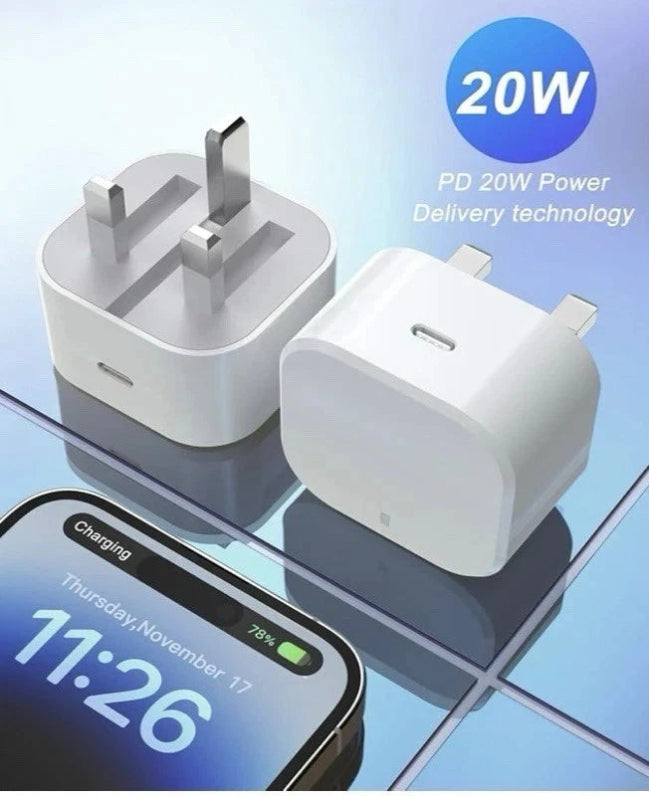 20W USB-C PD Fast Charger Foldable Wall Adaptor Plug for iPhone 17 16 15 14 13