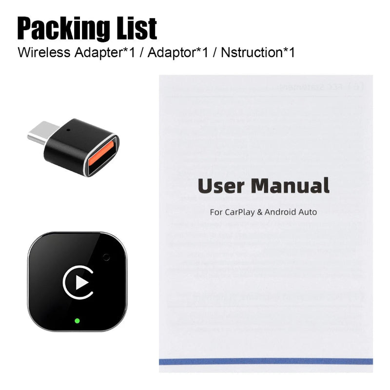 Wireless CarPlay USB Adapter For Apple & Android Carplay Dongle Plug &Play