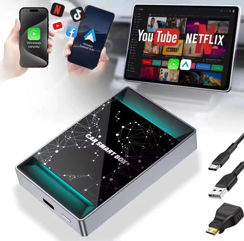 Wireless CarPlay AI box Android Auto Adapter Converter w/ Netflix YouTube Tiktok