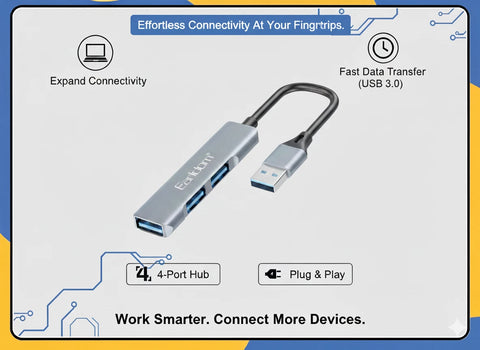3 in 1 Multiport USB Hub Type A  To USB 3.0 Adapter Anti heat, Fast and Durable