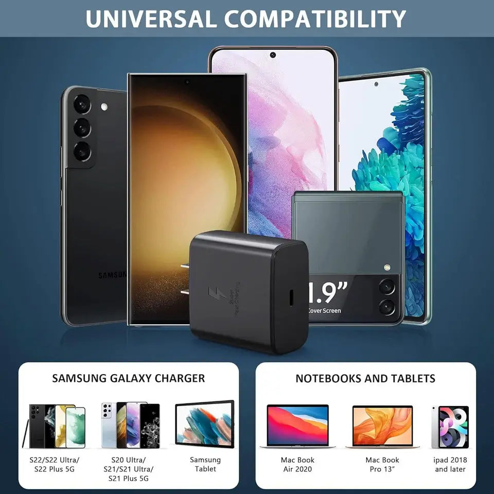 45W Super Fast Wall Charger +6FT Type Usb-c For Samsung Galaxy S23 S22 S21 S24