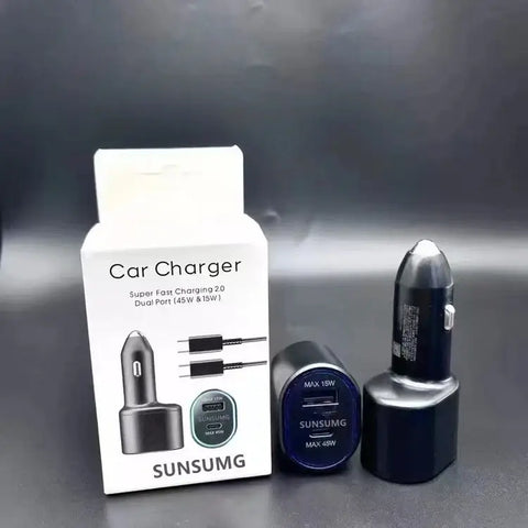 45W Samsung MAX USB-C Cable Dual Port Fast Charging Car Charger 5A NEW Sealed