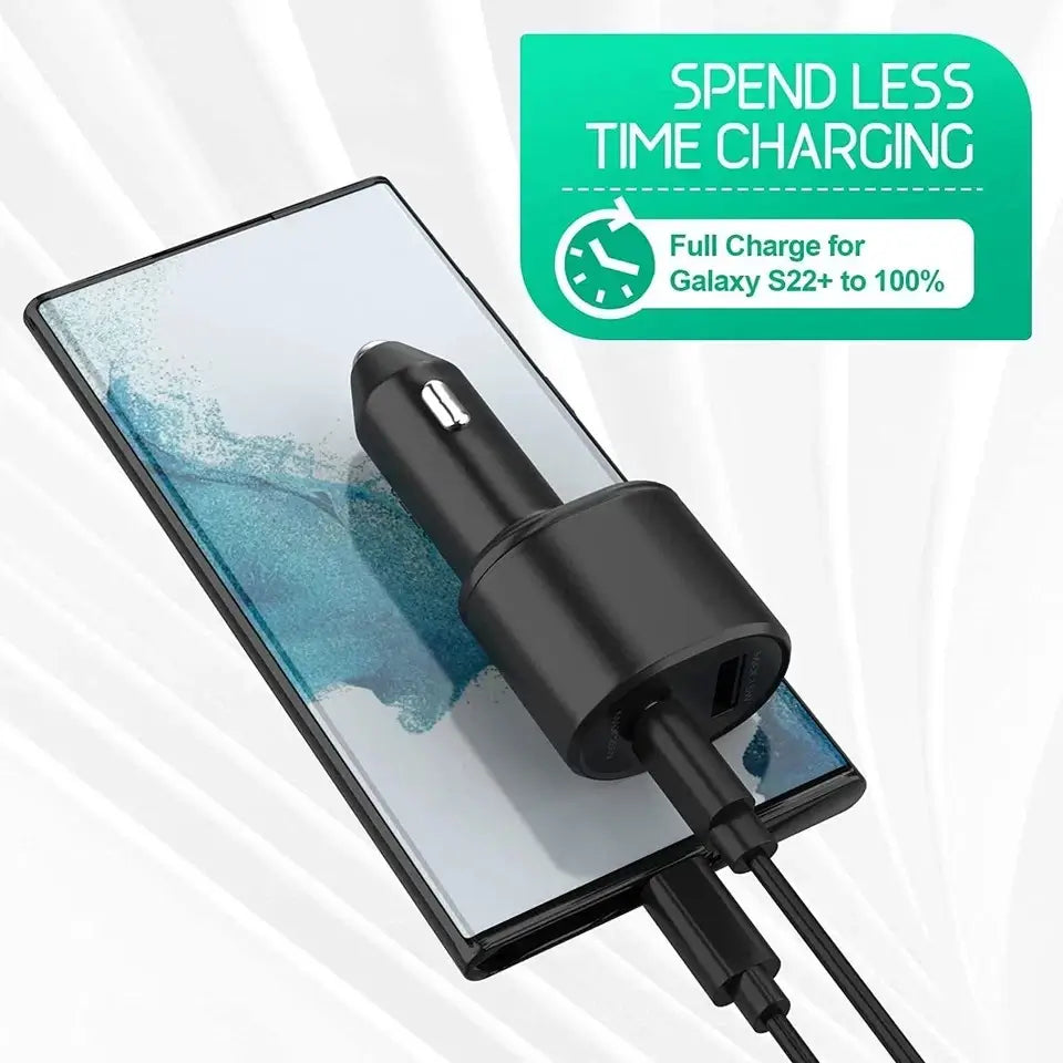 45W Samsung MAX USB-C Cable Dual Port Fast Charging Car Charger 5A NEW Sealed