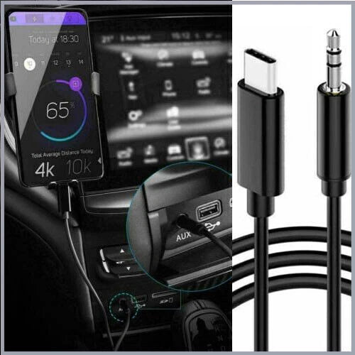 Type-C USB-C to 3.5mm Male Audio Jack AUX Cable Adaptor for Car Stereo Samsung