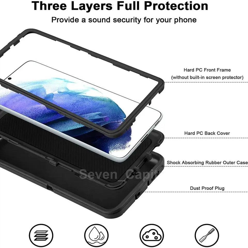 For Samsung Galaxy S25 S24 S23 S22 Ultra Shockproof Protective Rugged Case Cover