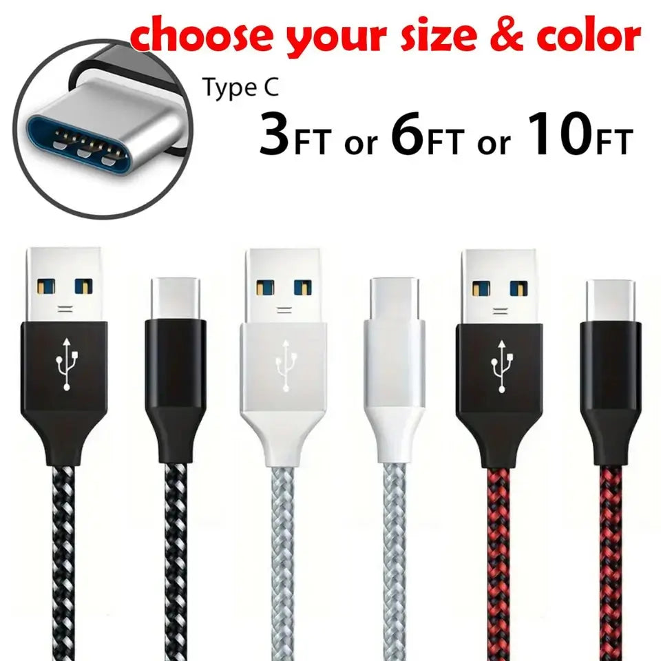 Heavy Duty Charging Phone Cable Type-C USB-C For Samsung Android LG Charger
